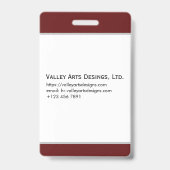 Badge Photo personnalisée de l'employé, Code barre, Logo (Arrière)