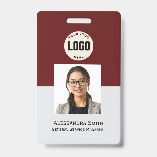 Badge Photo personnalisée de l'employé, Code barre, Logo (Avant)