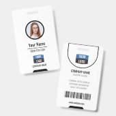 Badge Photo personnalisée de l'employé, Code barre, Logo (Avant & arrière)