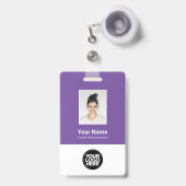 Badge Photo personnalisée de l'employé, Code barre, Logo (Face avec clip rétractable)