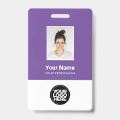 Badge Photo personnalisée de l'employé, Code barre, Logo (Face)