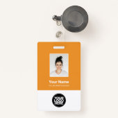 Badge Photo personnalisée de l'employé, Code barre, Logo (Front with Retractable)