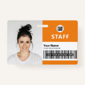 Badge Photo personnalisée de l'employé, Code barre, Logo (Devant)