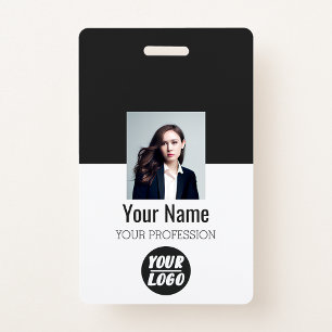 Badge Photo personnalisée de l'employé, Code barre, Logo