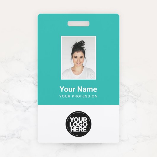 Badge Photo personnalisée de l'employé, Code barre, Logo