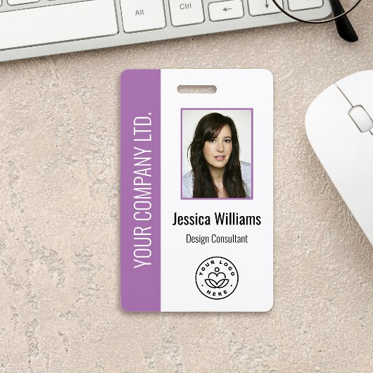 Badge Photo personnalisée de l'employé, Code barre, Logo