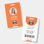 Badge Photo personnalisée de l'employé, Code barre, Logo (Avant & arrière)