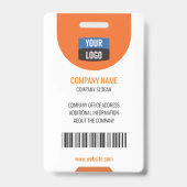 Badge Photo personnalisée de l'employé, Code barre, Logo (Arrière)
