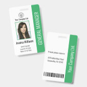 Badge Photo personnalisée de l'employé, Code barre, Logo (Avant & arrière)