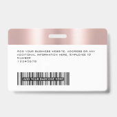 Badge Photo personnalisée de l'employé, Code barre, Logo (Back)