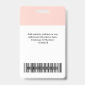 Badge Photo personnalisée de l'employé, Code barre, Logo (Dos)