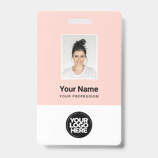Badge Photo personnalisée de l'employé, Code barre, Logo (Face)