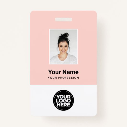 Badge Photo personnalisée de l'employé, Code barre, Logo (Devant)