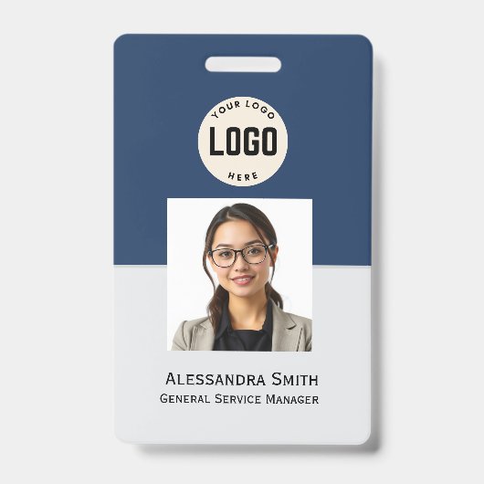Badge Photo personnalisée de l'employé, Code barre, Logo (Avant)
