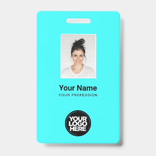 Badge Photo personnalisée de l'employé, Code barre, Logo (Avant)