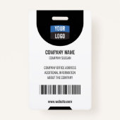 Badge Photo personnalisée de l'employé, Code barre, Logo (Dos)