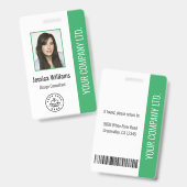 Badge Photo personnalisée de l'employé, Code barre, Logo (Avant & arrière)