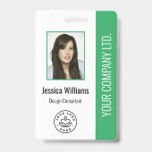 Badge Photo personnalisée de l'employé, Code barre, Logo (Avant)