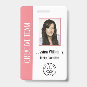 Badge Photo personnalisée de l'employé, Code barre, Logo