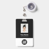 Badge Photo personnalisée de l'employé, Code barre, Logo (Face avec clip rétractable)