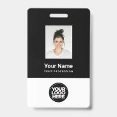 Badge Photo personnalisée de l'employé, Code barre, Logo (Face)