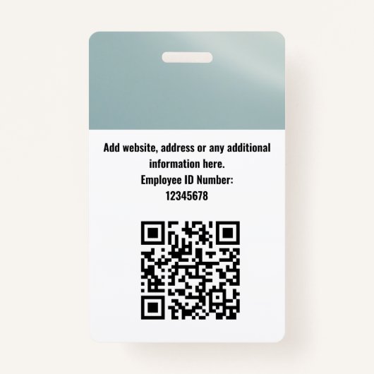 Badge Photo personnalisée de l'employé, Code barre, Logo (Dos)