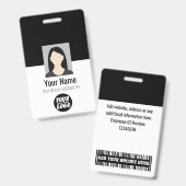 Badge Photo personnalisée de l'employé, Code barre, Logo (Avant & arrière)