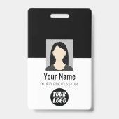 Badge Photo personnalisée de l'employé, Code barre, Logo (Avant)