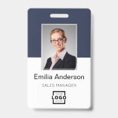 Badge Photo personnalisée de l'employé, Code barre, Logo (Avant)