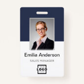 Badge Photo personnalisée de l'employé, Code barre, Logo (Devant)