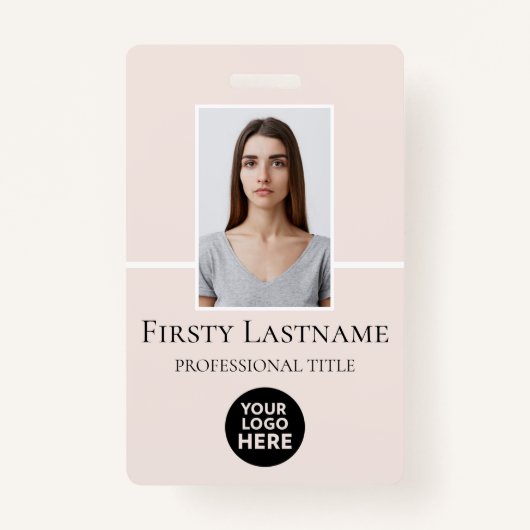 Badge Photo personnalisée de l'employé, Code-barres, Log (Devant)