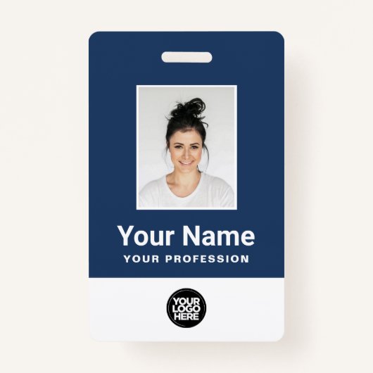 Badge Photo personnalisée de l'employé, code-barres, log (Devant)