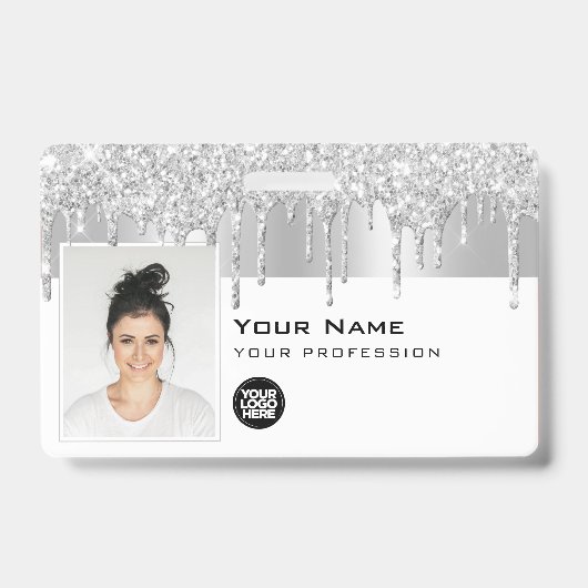 Badge Photo personnalisée de l'employé, code-barres, log (Avant)