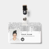 Badge Photo personnalisée de l'employé, code-barres, log (Avant avec clip)