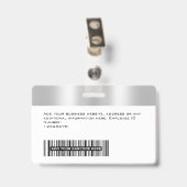 Badge Photo personnalisée de l'employé, code-barres, log (Arrière avec clip)