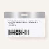 Badge Photo personnalisée de l'employé, code-barres, log (Dos)