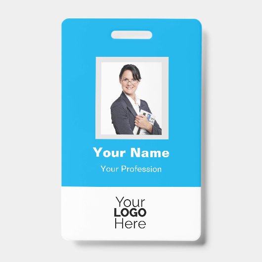 Badge Photo personnalisée de l'employé, code QR, logo, i (Avant)