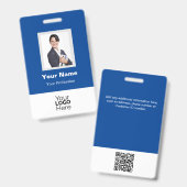 Badge Photo personnalisée de l'employé, code QR, logo, i (Recto et verso)