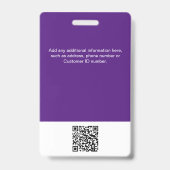 Badge Photo personnalisée de l'employé, code QR, logo, i (Dos)