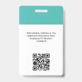 Badge Photo personnalisée de l'employé, code Qr, logo, n (Arrière)