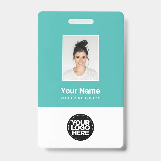 Badge Photo personnalisée de l'employé, code Qr, logo, n (Avant)