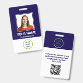 Badge Photo personnalisée de l'employé, code Qr, logo, n (Avant & arrière)