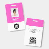 Badge Photo personnalisée de l'employé, code Qr, logo, n (Recto et verso)