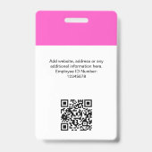 Badge Photo personnalisée de l'employé, code Qr, logo, n (Dos)