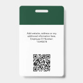 Badge Photo personnalisée de l'employé, code Qr, logo, n (Arrière)