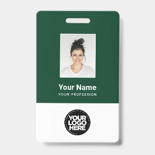 Badge Photo personnalisée de l'employé, code Qr, logo, n