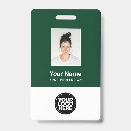 Badge Photo personnalisée de l'employé, code Qr, logo, n (Avant)