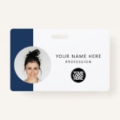 Badge Photo personnalisée de l'employé, code QR, logo, n (Devant)