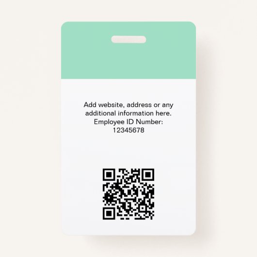 Badge Photo personnalisée de l'employé, code Qr, logo, n (Dos)