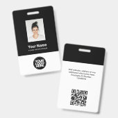 Badge Photo personnalisée de l'employé, code Qr, logo, n (Avant & arrière)